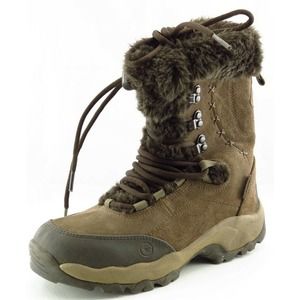 Hi-Tec Boot Sz 8 M Snow Boot Round Toe Brown Leather Women
